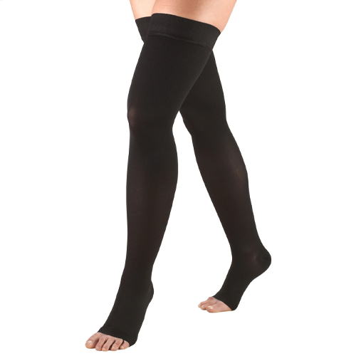 0848 / THIGH HIGH, SILICONE DOT TOP, OPEN TOE / 30-40 MMHG 0848 / THIGH HIGH, SILICONE DOT TOP, OPEN TOE / 30-40 MMHG - Image 1